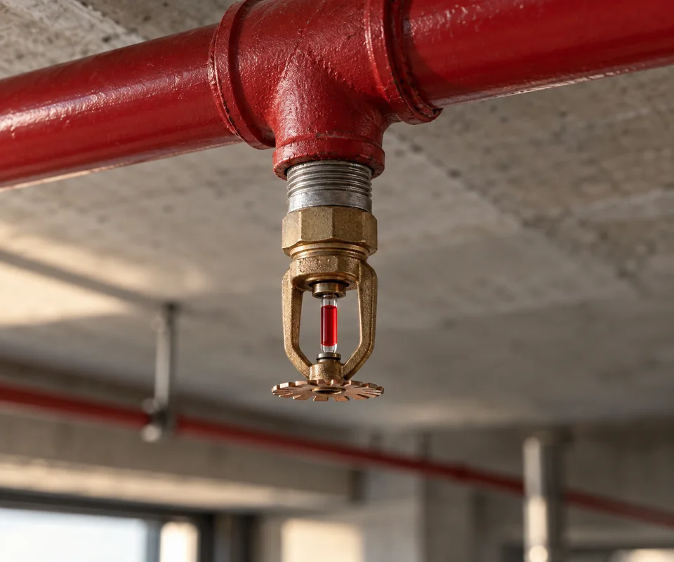 Sprinkler head and water suppression pipework