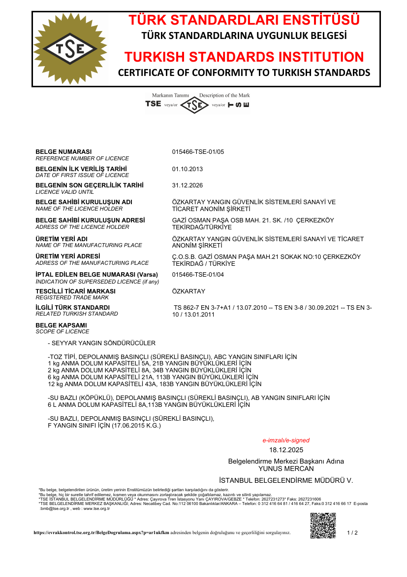 Preview of the TSE TS 862-7 EN 3-7+A1 certificate